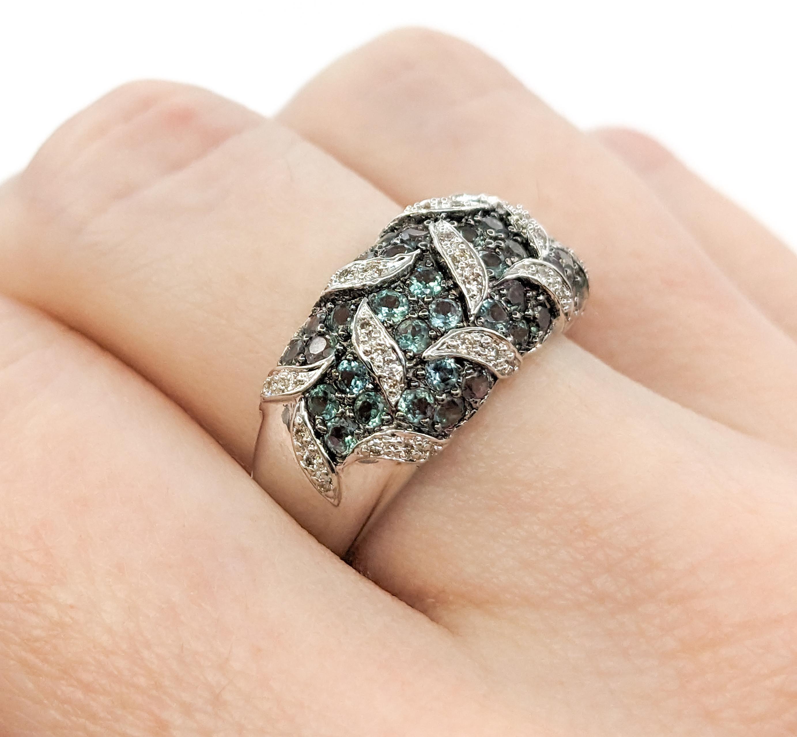 Round Cut Alexandrite & Diamond LeVian Ring In White Gold