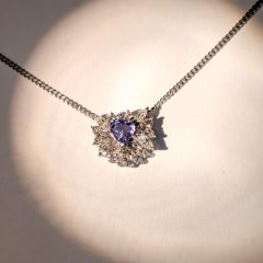 Alexandrite & Diamond Pendant in 18k White Gold with Chain