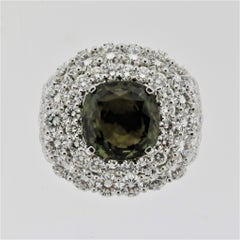 Alexandrite Diamond Platinum Ring