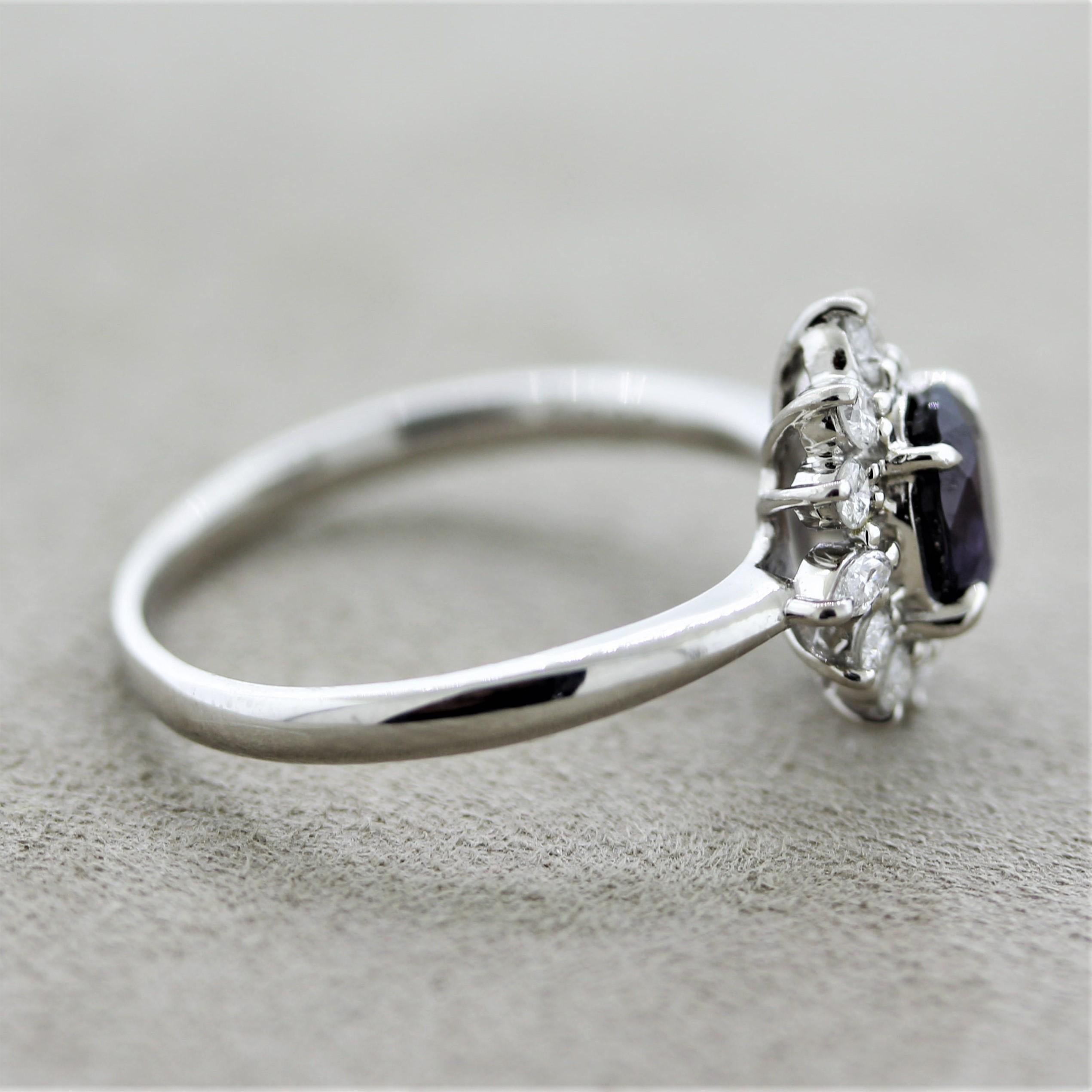 Alexandrite Diamond Platinum Ring In New Condition For Sale In Beverly Hills, CA