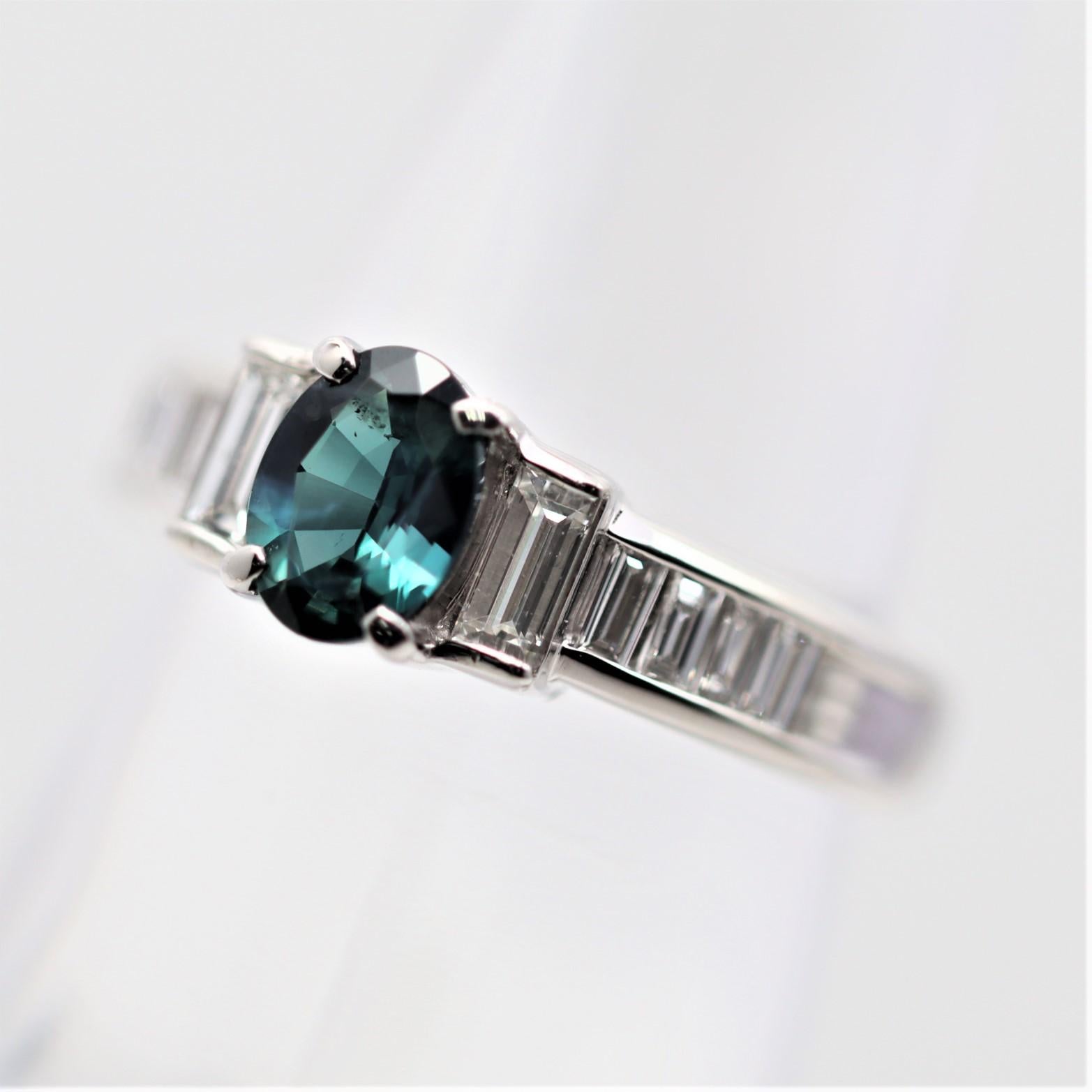 Platinring mit Alexandrit und Diamant im Zustand „Neu“ in Beverly Hills, CA