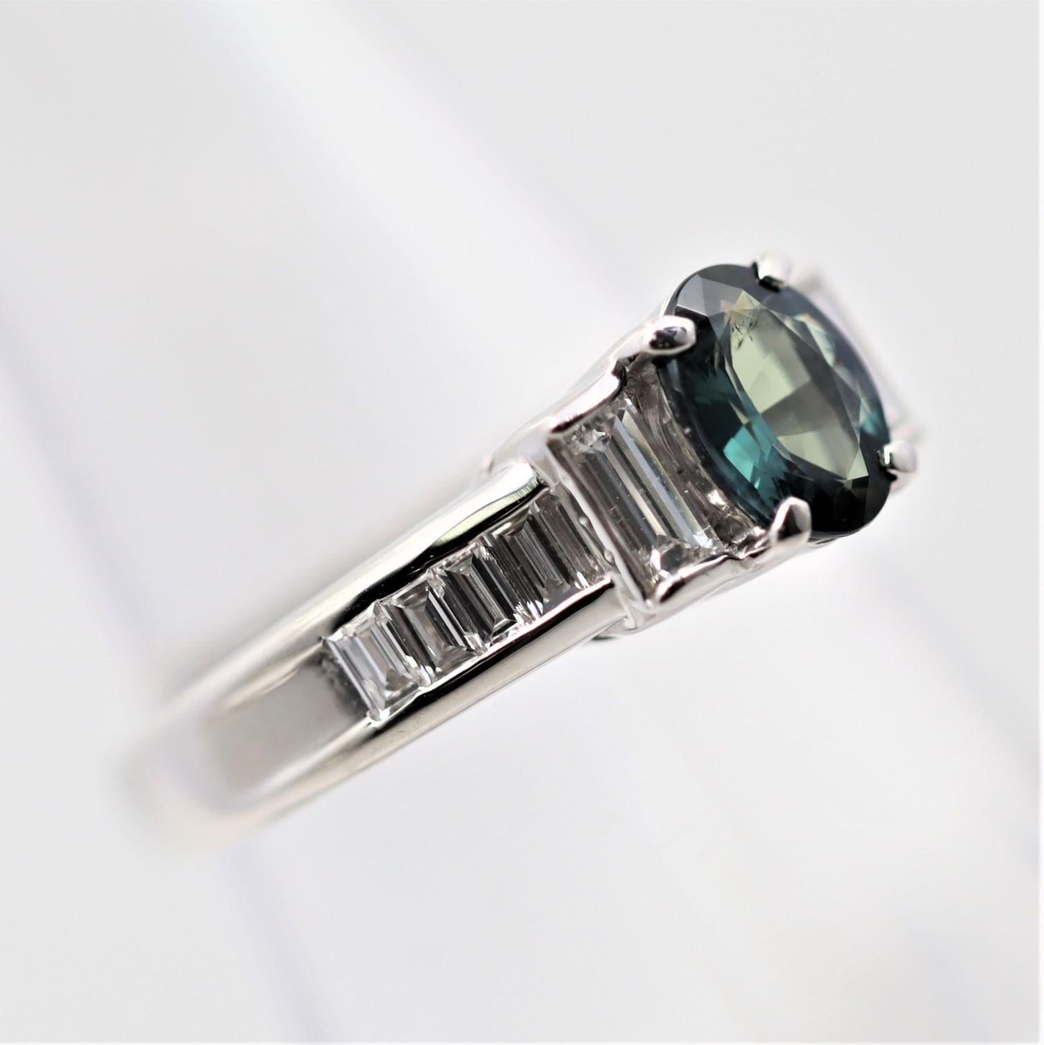 Platinring mit Alexandrit und Diamant Damen
