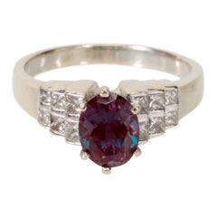 Alexandrite Diamond Platinum Ring