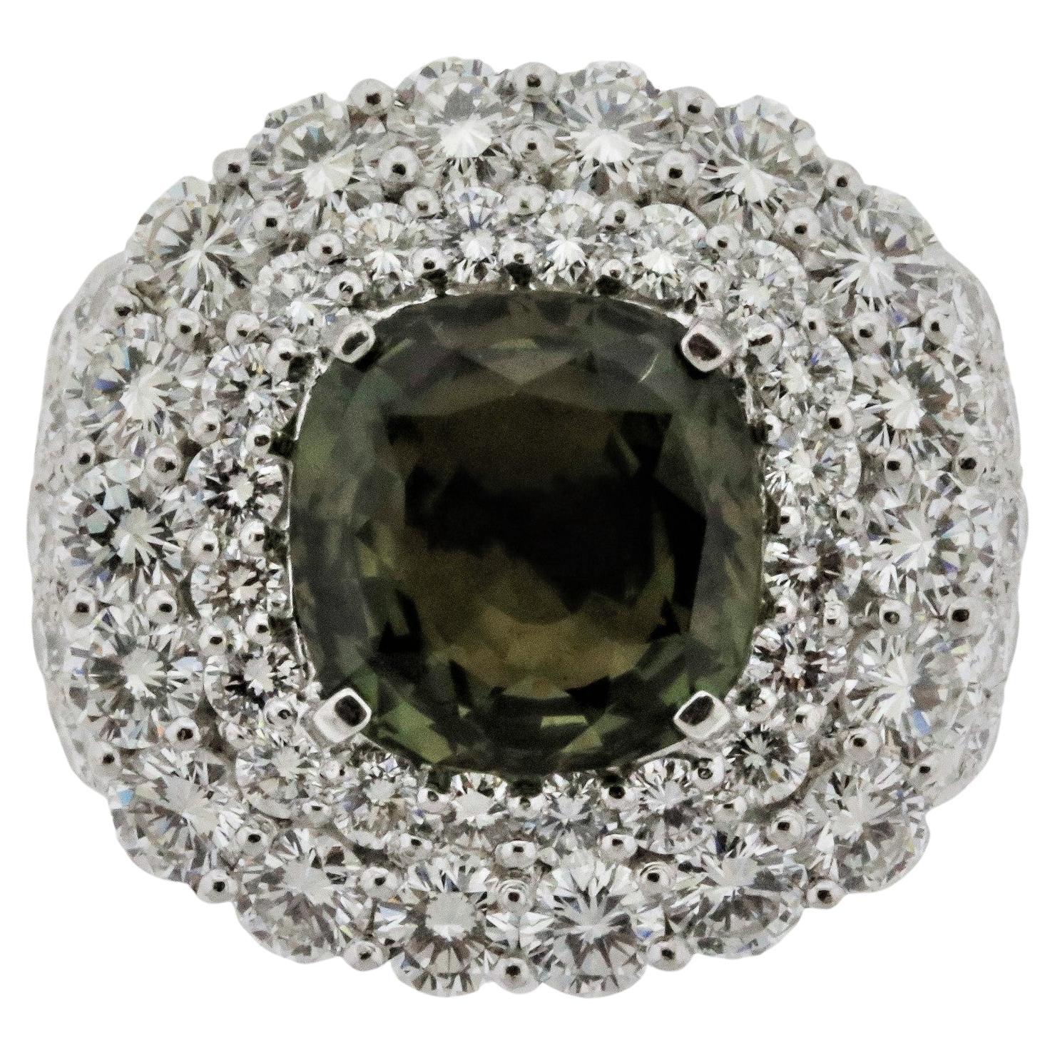 Alexandrite Diamond Platinum Ring For Sale