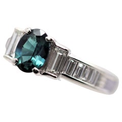 Platinring mit Alexandrit und Diamant
