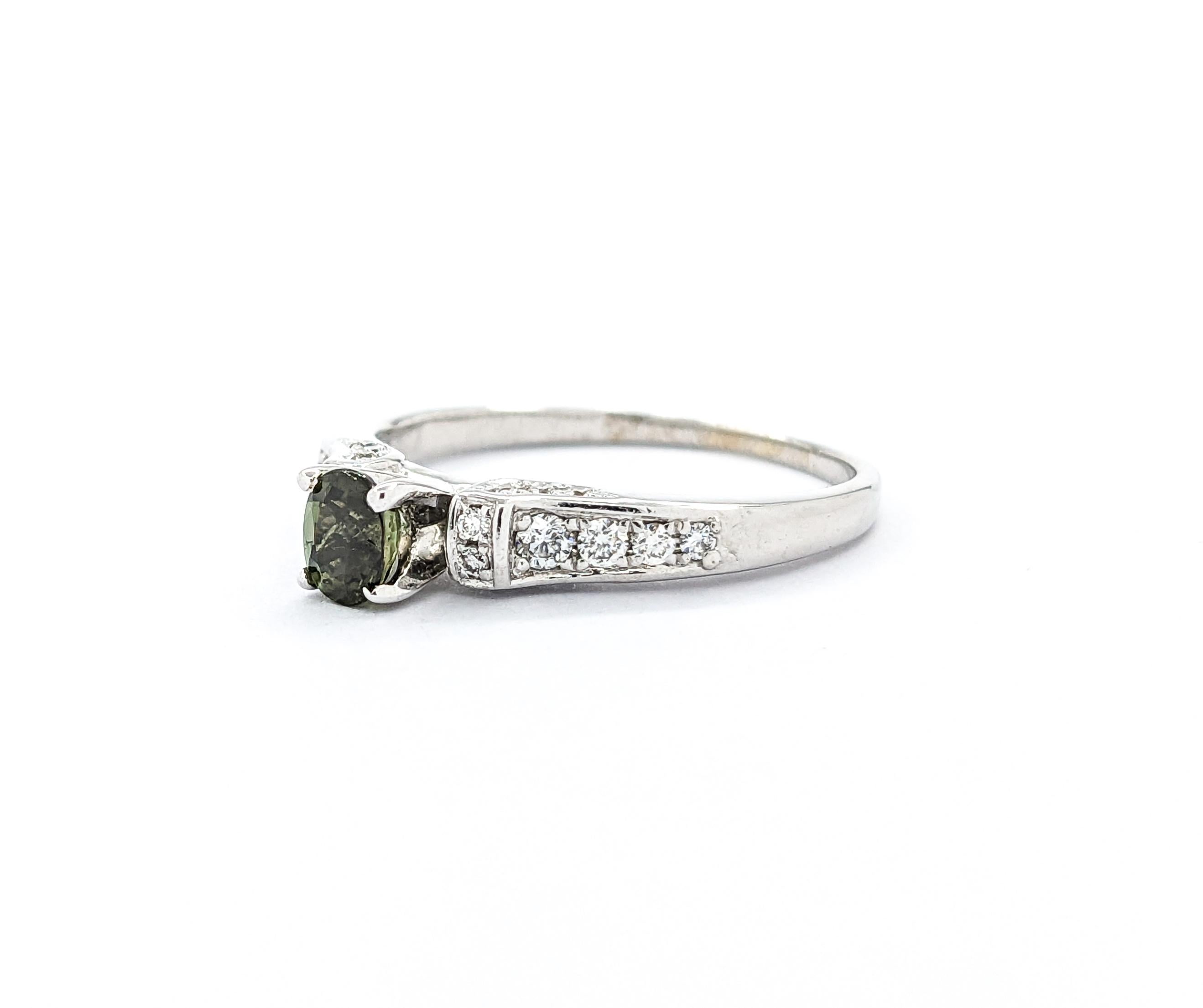 Alexandrite & Diamond Ring In White Gold For Sale 6