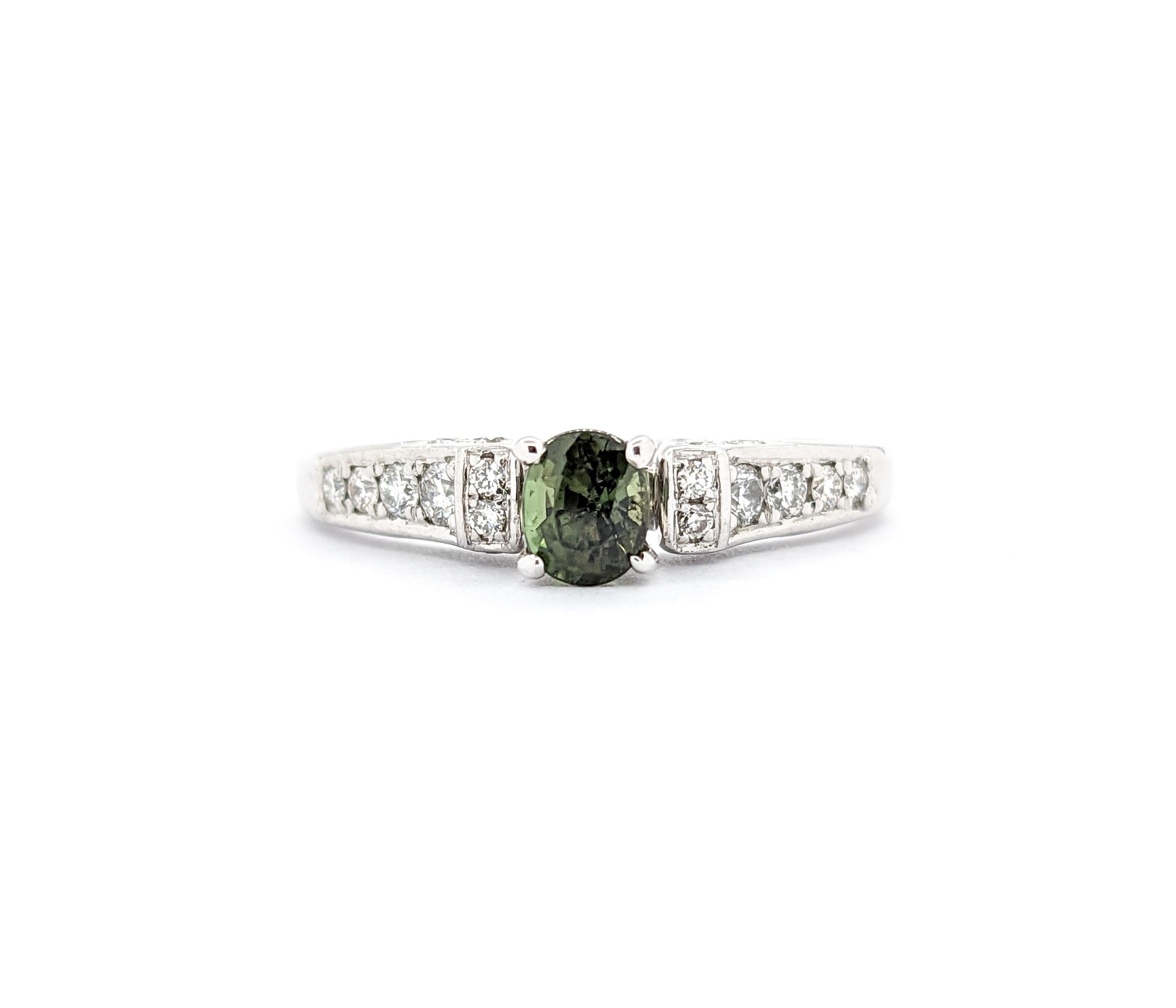 Alexandrite & Diamond Ring In White Gold For Sale 7