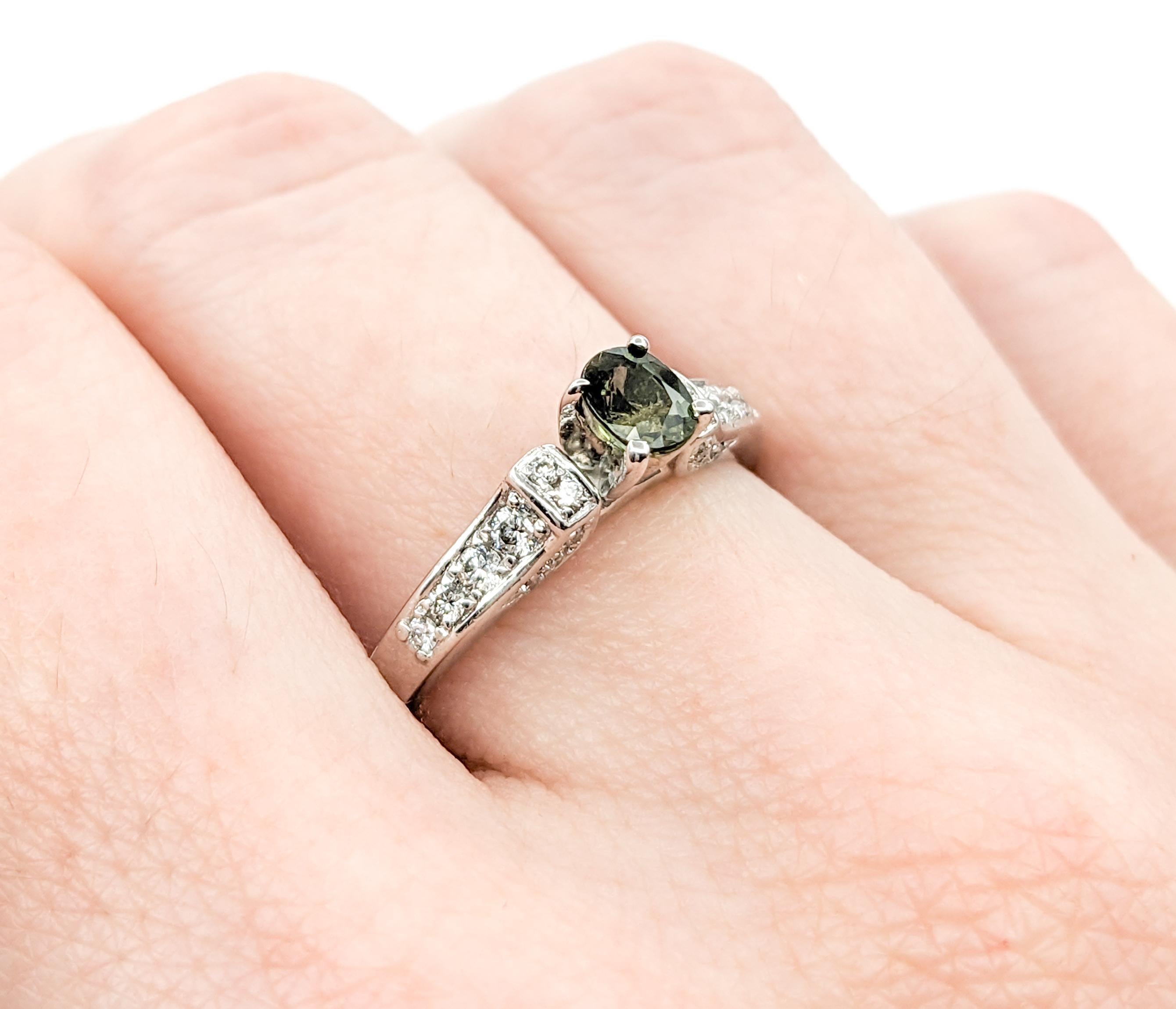 Alexandrite & Diamond Ring In White Gold For Sale 1