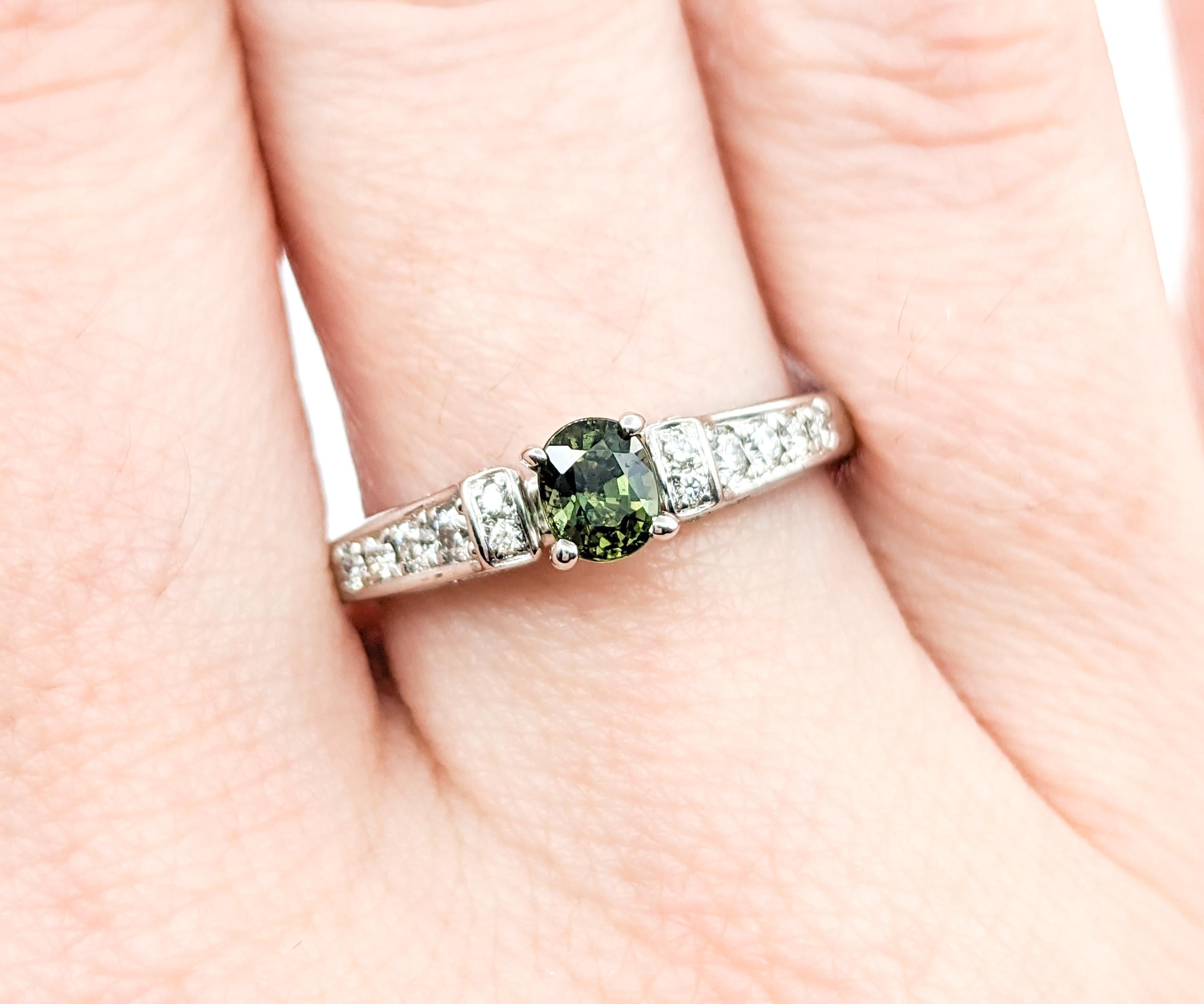 Alexandrite & Diamond Ring In White Gold For Sale 2