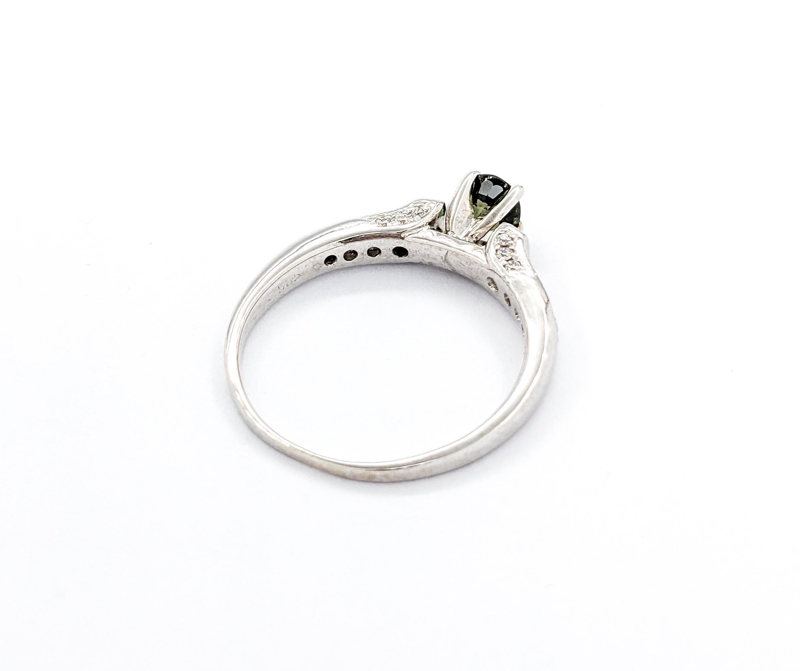 Alexandrite & Diamond Ring In White Gold For Sale 3
