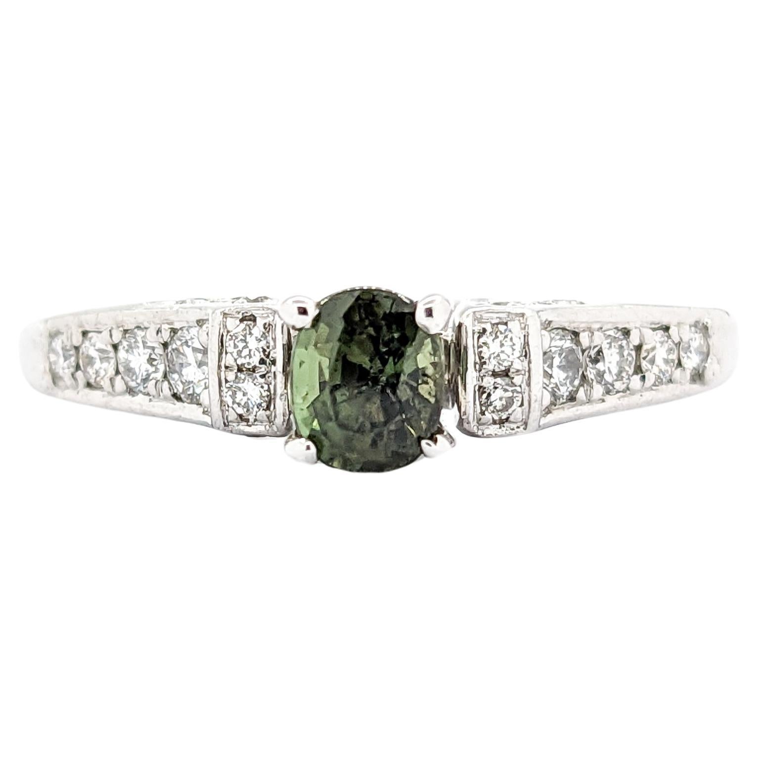 Alexandrite & Diamond Ring In White Gold