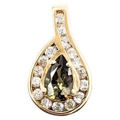 Alexandrite Drop Pendant With Diamonds In Yellow Gold GIA Cert