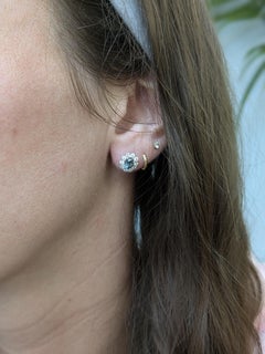 Alexandrite Earrings with Natural Diamond Halo: 14K Solid White Gold  OV 5x4mm