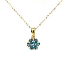 Alexandrite Floral Cluster Pendant Necklace, .57 Carat Total in 14k Yellow Gold