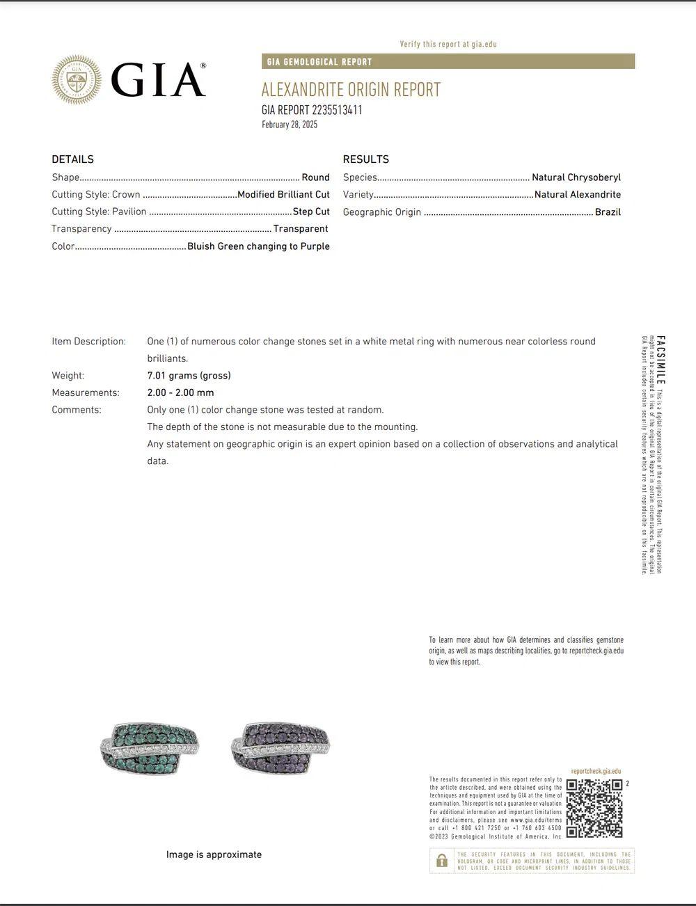 Alexandrit GIA und Diamant Platin Crossover Ring Nachlass feiner Schmuck im Angebot 2