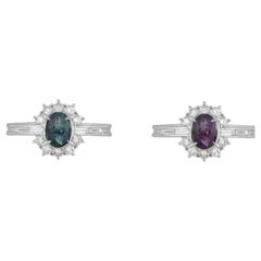 Vintage Alexandrite GIA and Diamond Platinum Solitaire Ring Estate Fine Jewelry