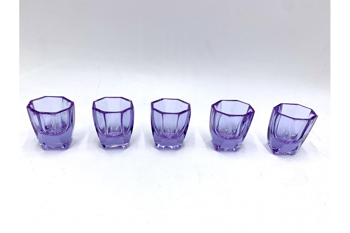 Alexandrite Glass liqueur Set, Czech Republic, 1930s 3