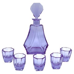 Alexandrite Glass liqueur Set, Czech Republic, 1930s