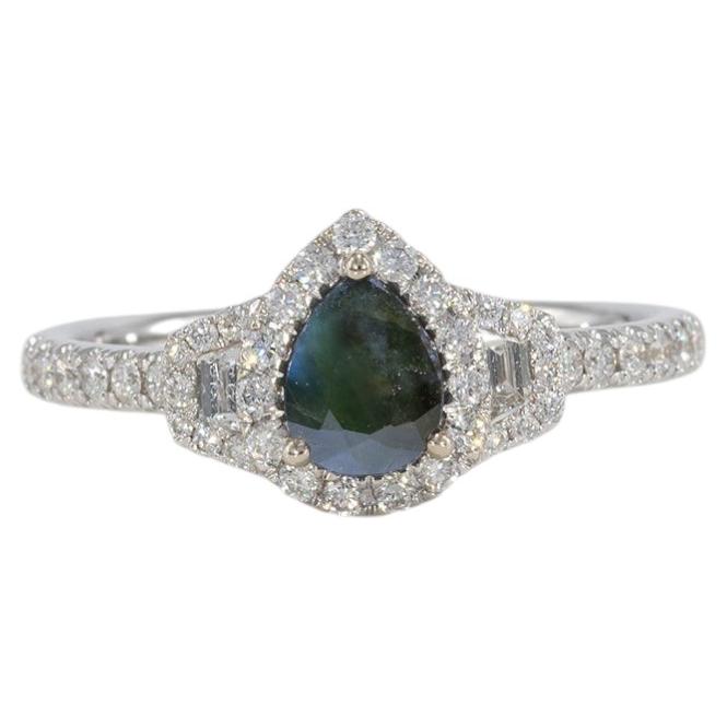 Alexandrite Halo Ring with Earth-Mined Diamonds Accents: Solid 14K Gold, 6x5mm