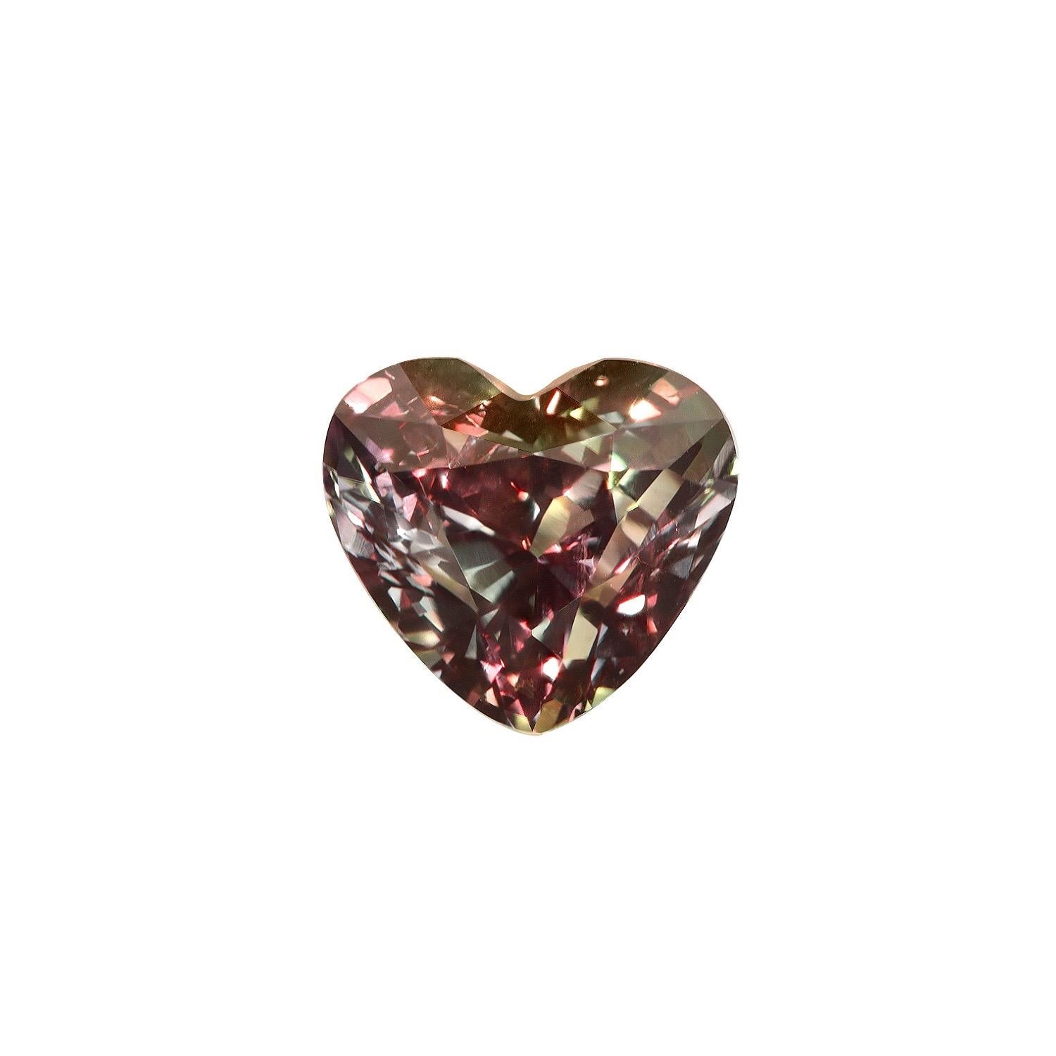 Rare natural Alexandrite heart shape, weighing a total of 1.64 carats.
This collection quality gem, displaying a prominent color change, is offered loose, and it would make an exceptional unisex custom made jewelry creation. (Ring, necklace,