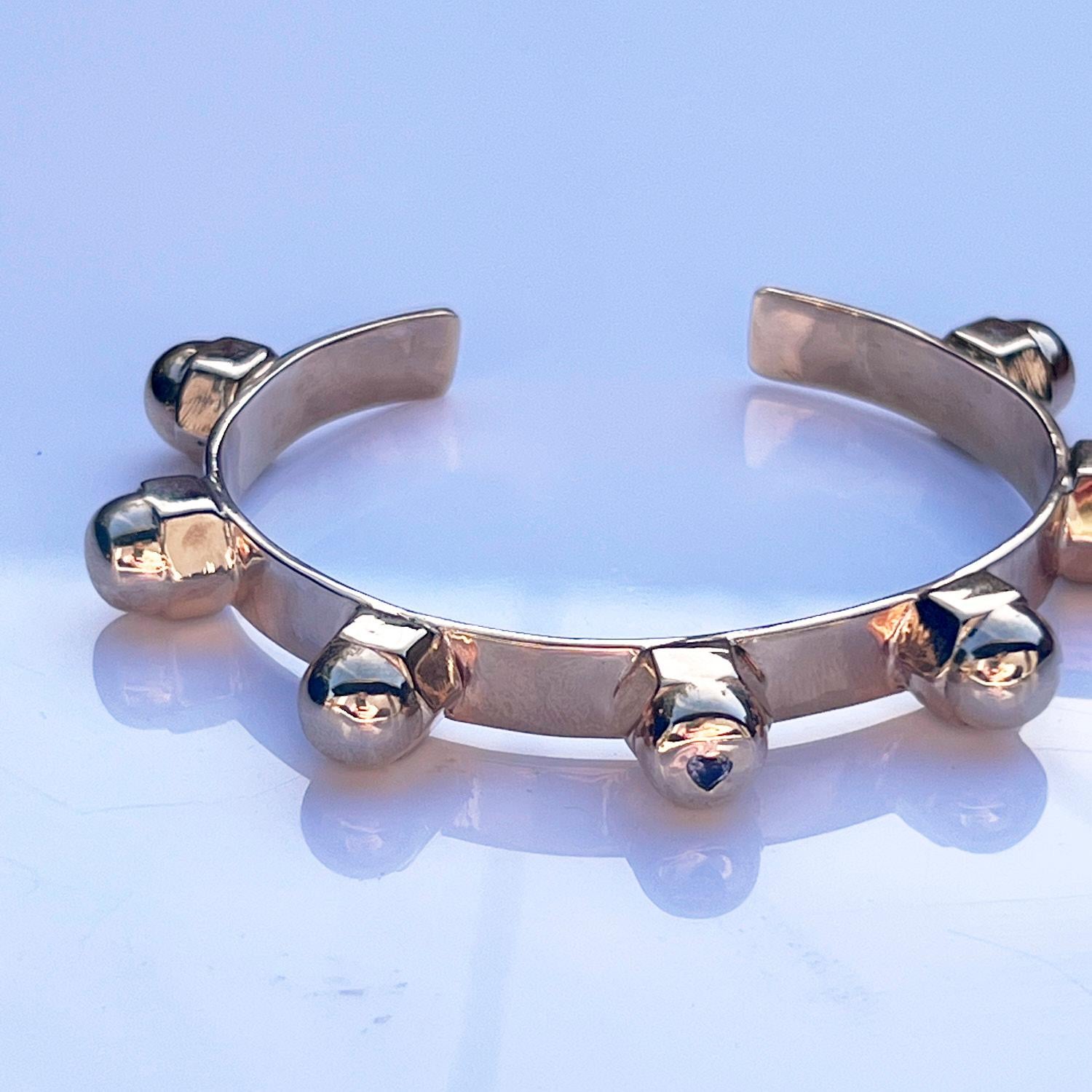 Women's Alexandrite Heart  Stud Cuff Bangle Bracelet Bronze J Dauphin For Sale