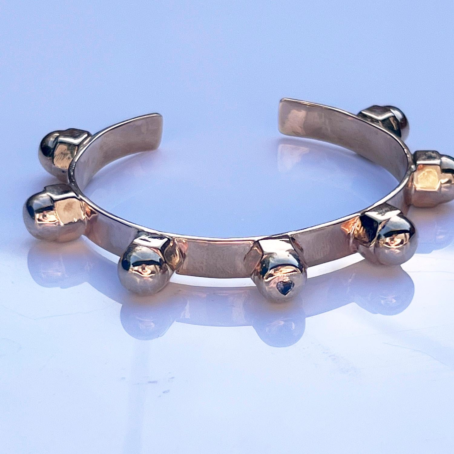 Alexandrite Heart  Stud Cuff Bangle Bracelet Bronze J Dauphin For Sale 1