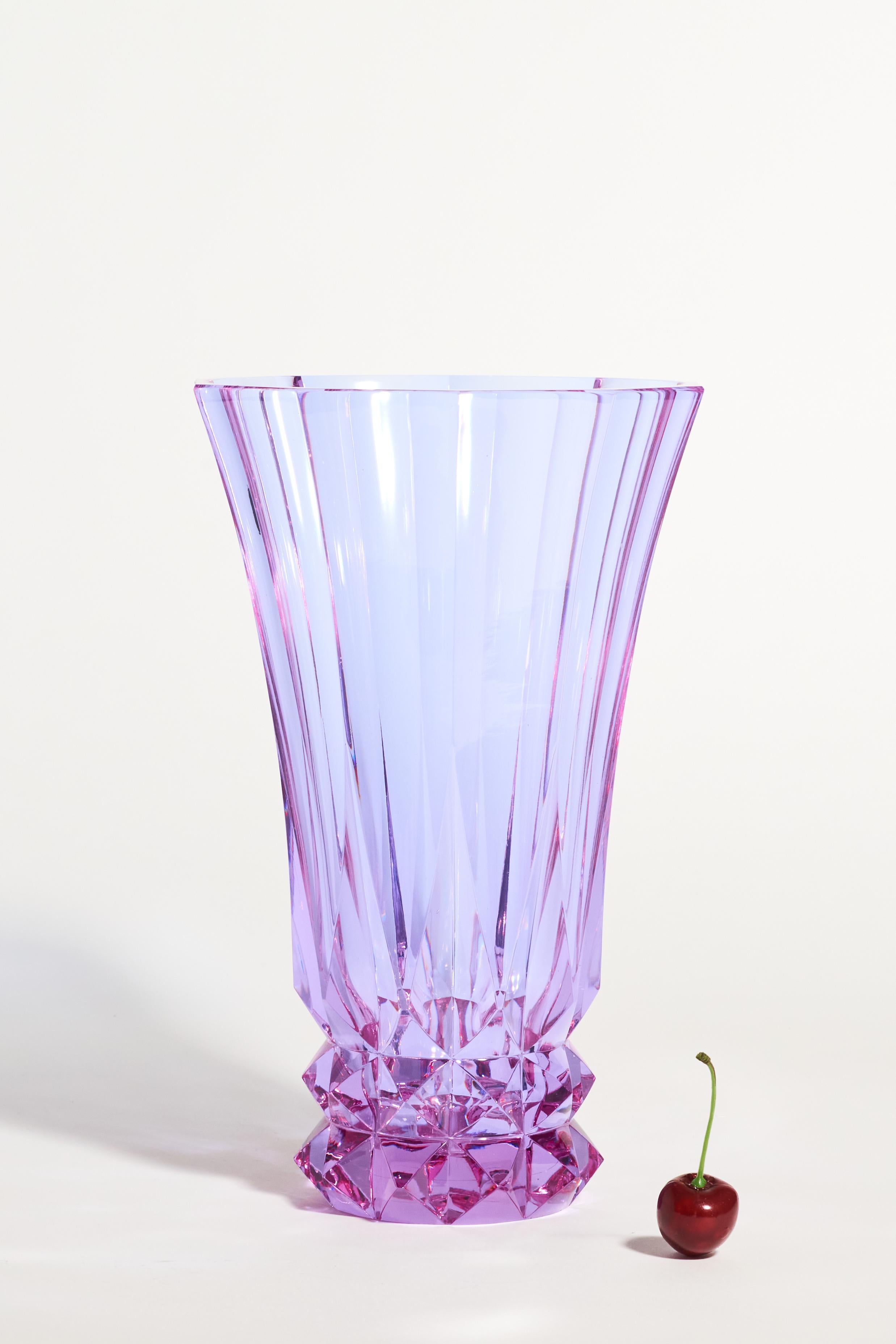 Late 20th Century Alexandrite Heavy Faceted Glass Vase