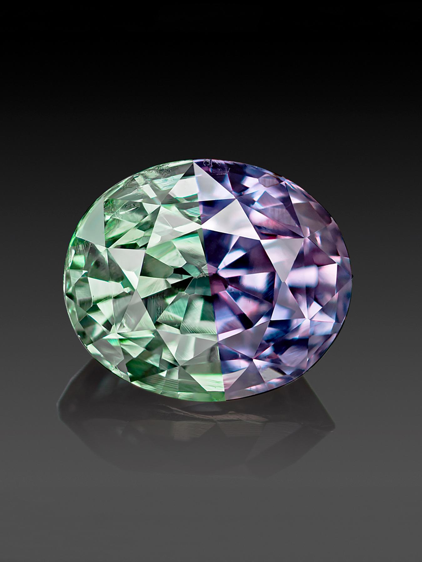 Natural Alexandrite (variety of chrysoberyl) oval cut

alexandrite origin - Tanzania

alexandrite measurements - 0.25 x 0.21 x 0.17 in / 6.32 x 5.33 x 4.23 mm

color in daylight - bluish green G 5/2, color with incandescent lamp - pink rP