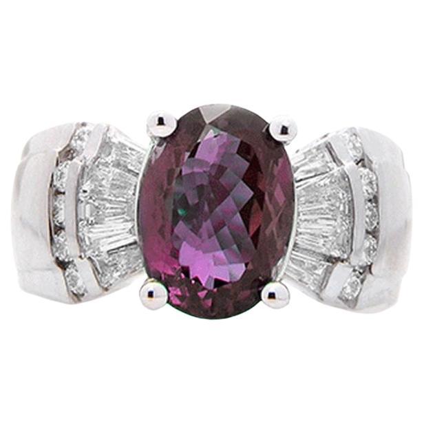 Alexandrite Ring with Diamonds For Sale