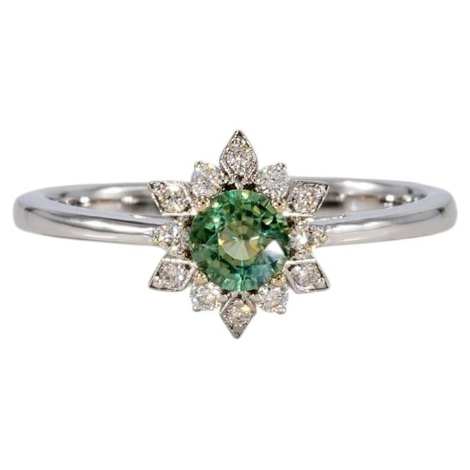Bague en alexandrite rehaussée de diamants extraits de la terre : or massif 14 carats, diamant rond de 4 mm