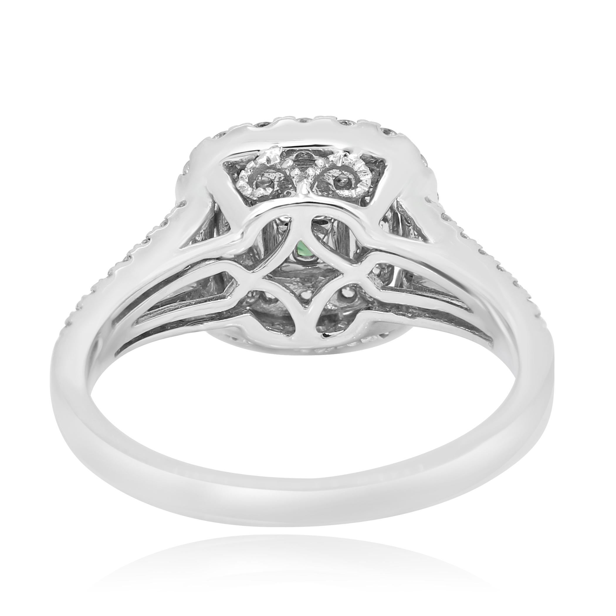 Alexandrite Round White Diamond Double Halo Gold Bridal Fashion Ring 1