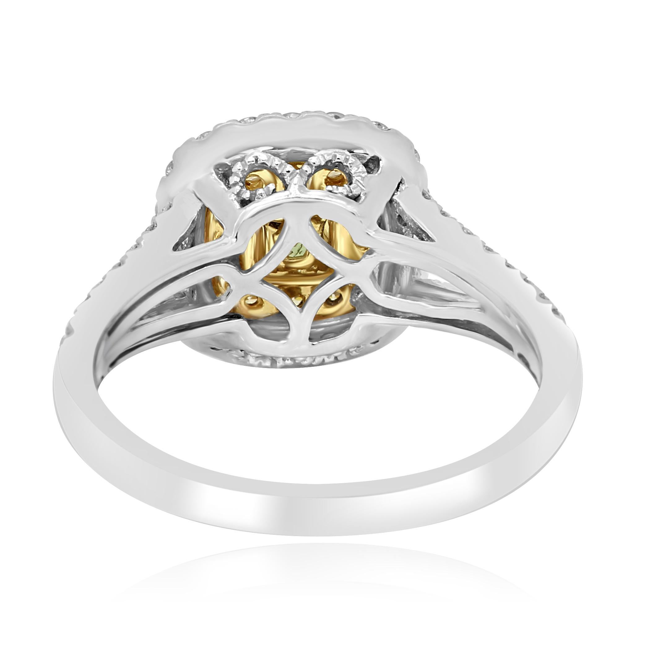 Alexandrite Round White Diamond Double Halo Two Color Gold Bridal Fashion Ring 1