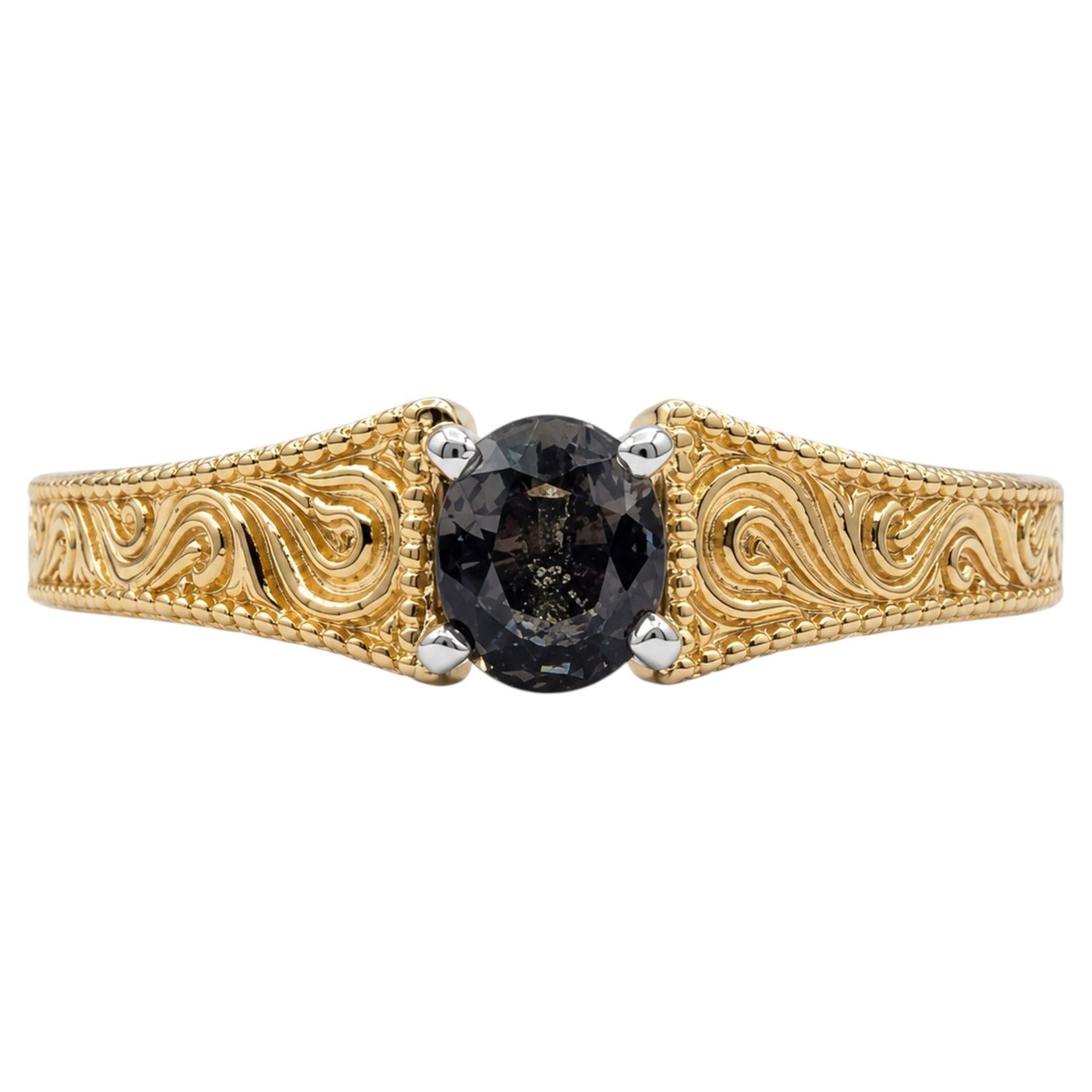 Alexandrit-Ring mit geschwungenem Band aus 14-karätigem Gelbgold – GIA 1236197396