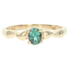 Alexandrit Solitär Ring:: 14 Karat Gelbgold Oval Brillant .35 Karat