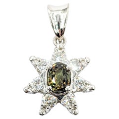 Alexandrite Sun Burst Pendant With Diamonds In Platinum GIA Cert