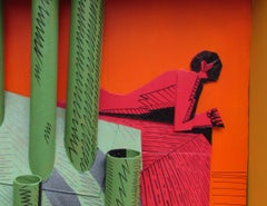 Meridian - Contemporáneo, Collage 3D, Naranja, Verde, Paisaje, Humano, Árboles