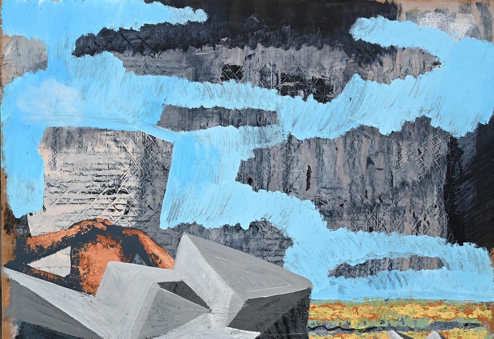 After the Rain - 21. Zeitgenössische Kunst, Landschaft, Schwarz, Blau – Painting von Alexandru Rădvan