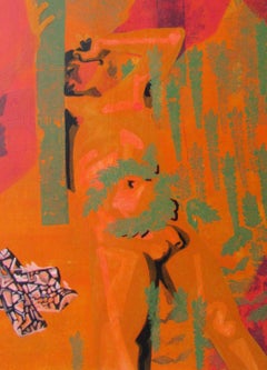 Apollo touches Daphne - Couple, Landscape, Red, Mythology, Nude, Tree