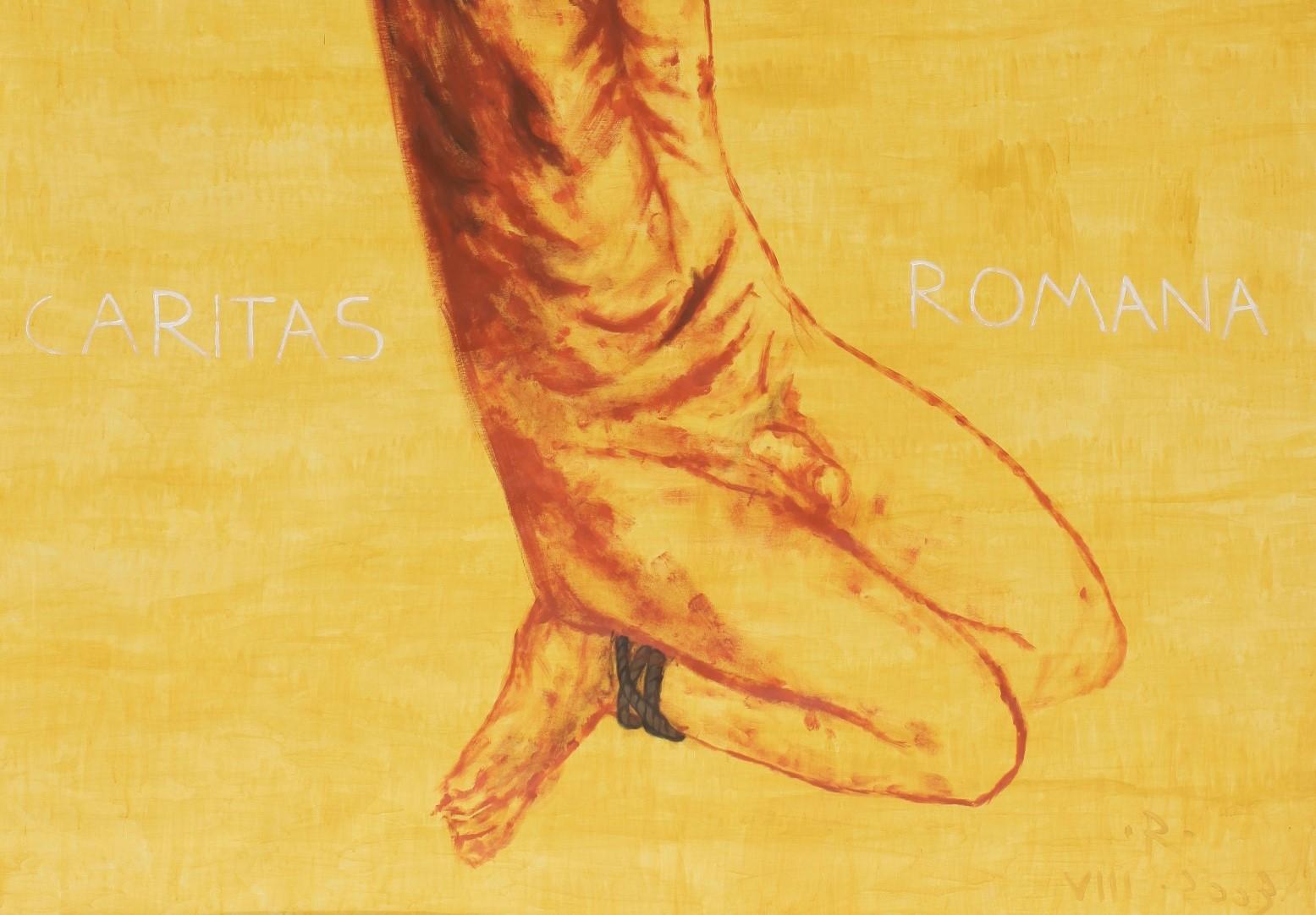 Caritas Romana – Zeitgenössisch, Mann, Fütterung, Gelb, 21. Jahrhundert im Angebot 1