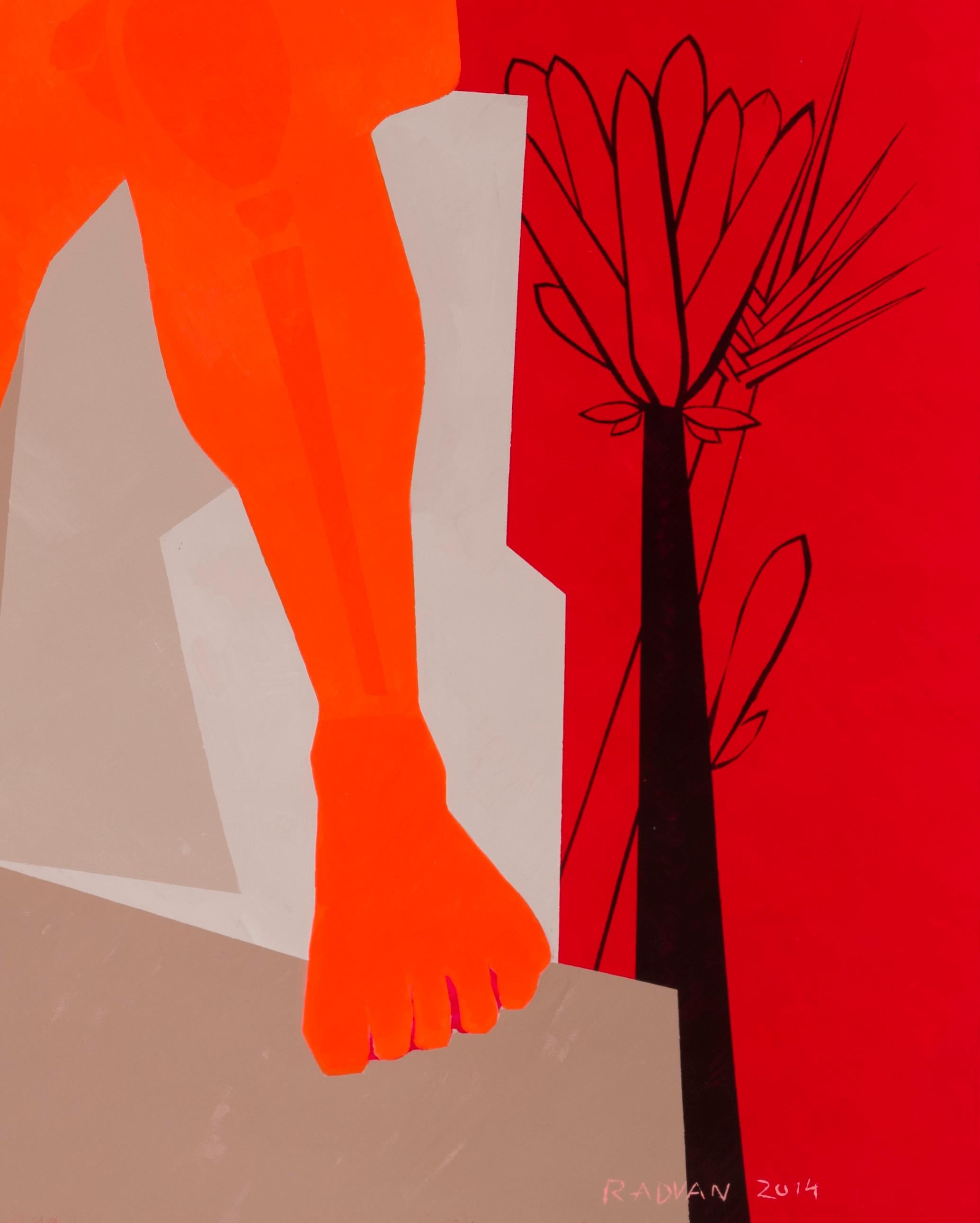 Hercules after Carracci - 21st Century, Orange, Red, Human, Warrior, Hero - Contemporary Painting by Alexandru Rădvan