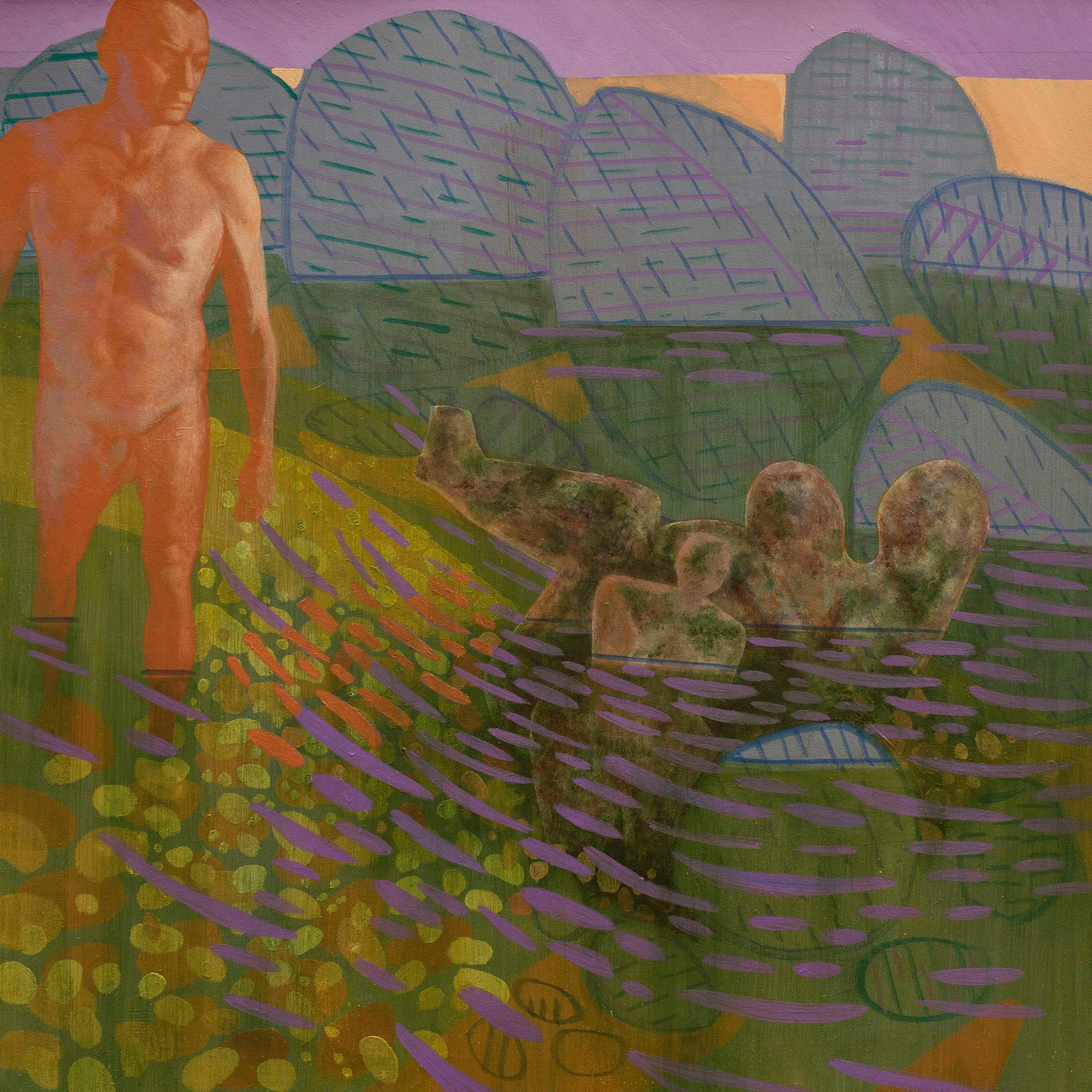 Idols Camouflage by Tide - Contemporary Art, Nude, Male, Green, Orange