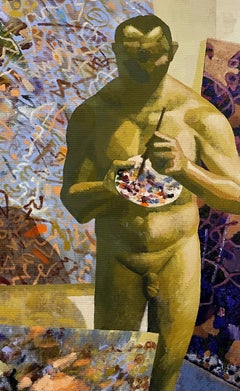 Le Chef d'oeuvre inconnu - 21st Century, Male, Nude, Contemporary, Yellow