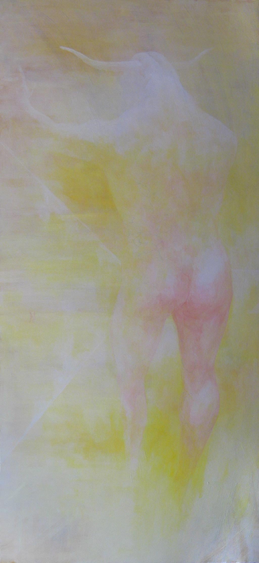 Lux - Contemporary, Figurative Painting, Pastel, Animal, Enigmatic, Yellow, Myth
