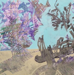 Man in the Shade - figurative, landscape, man, flower, blue