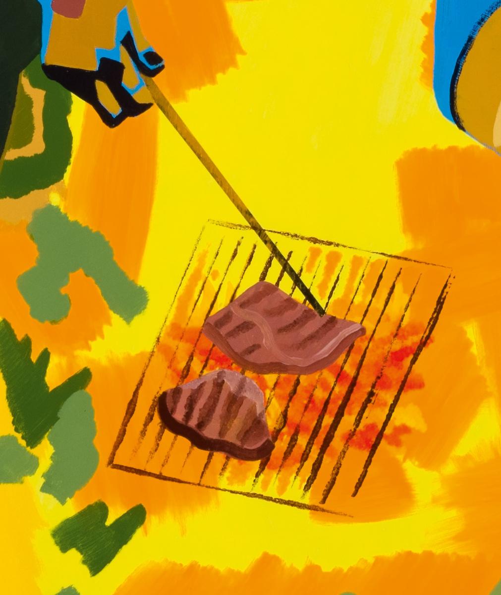 May we live in interesting times - Contemporary, Couple, BBQ, Yellow, Figurative 2