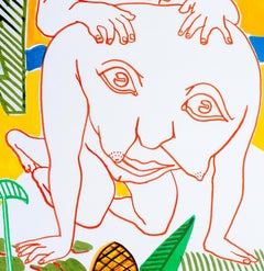 Mythological IV (Two Blems) - Contemporary Art, Yellow, White, Nude, Summer