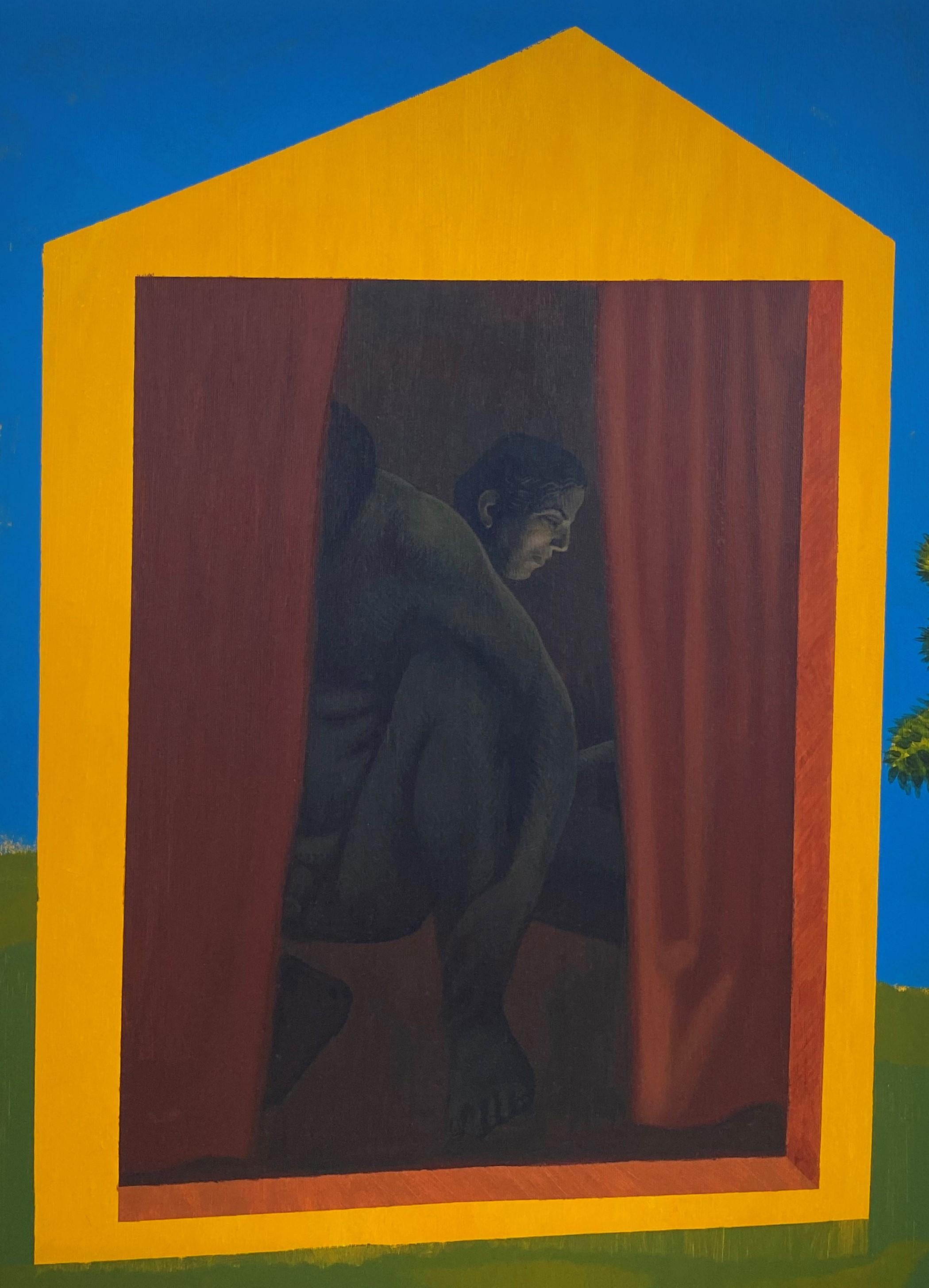 Pandemia - 21° secolo, Blu, Giallo, Verde, Uomo, Solitudine, Coppia - Painting di Alexandru Rădvan