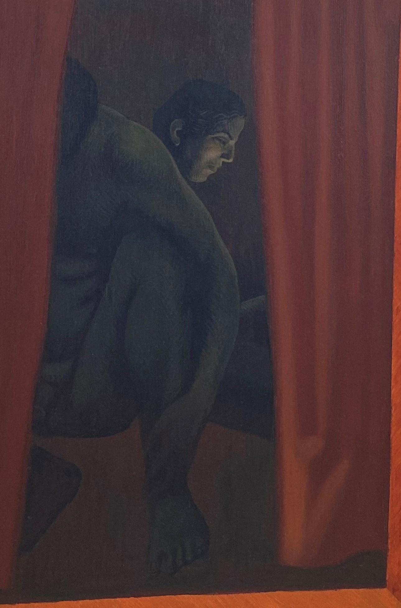 Pandemia - 21° secolo, Blu, Giallo, Verde, Uomo, Solitudine, Coppia - Painting Contemporaneo di Alexandru Rădvan