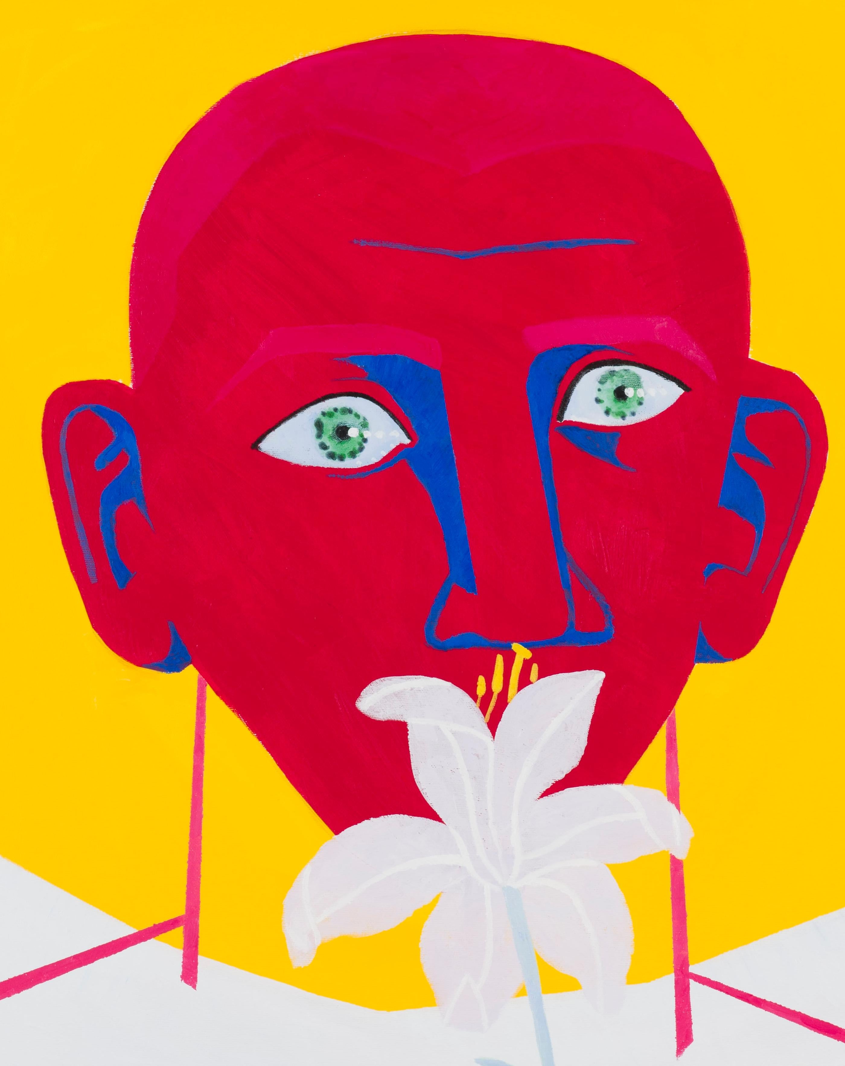 Poetische – zeitgenössische Kunst, Gelb, Rot, Blume, 21. Jahrhundert, Porträt, Diptychon im Angebot 1