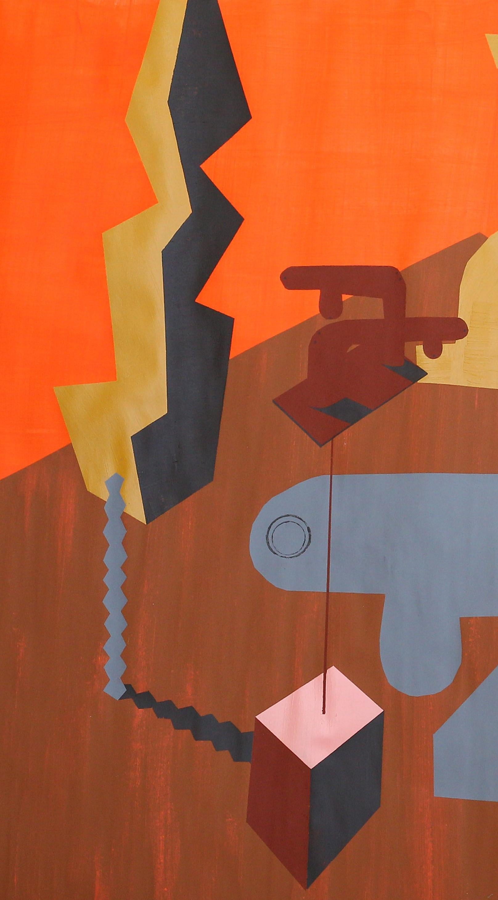 Estudio Escultor con la Columna Interminable - Contemporáneo, Brancusi, Arte Figurativo - Interior Painting Marrón de Alexandru Rădvan